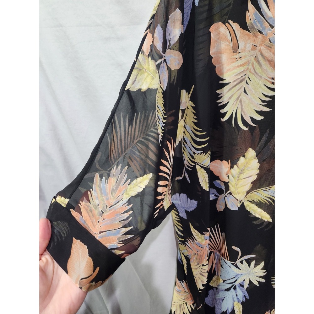 Lulus In‎ The Tropics Sheer Tropical Shirt Dress/Cover Up Size Medium - Picture 2 of 6